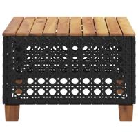 Tuintafel 55x55x36 cm poly rattan en acaciahout zwart - thumbnail
