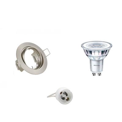 GU10 Inbouwspot Set - Mat Nikkel - Inbouw Rond - Kantelbaar - Philips - CorePro 840 36D - Dimbaar - 3W - Natuurlijk Wit 4000K - Ø83mm