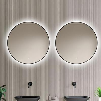 Loxa - Ronde Badkamerspiegel Ilona met Led 70cm - Zwarte omlijsting - Dimbaar - Condensvrij vlak- Duurzame kwaliteit - Eenvoudige installatie