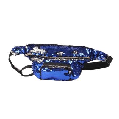 Pailletten taille tas dubbel kleur make-up tas zeemeermin portemonnees borst Pack vrouwen meisje reizen gsm zak (Ice Blue Light)