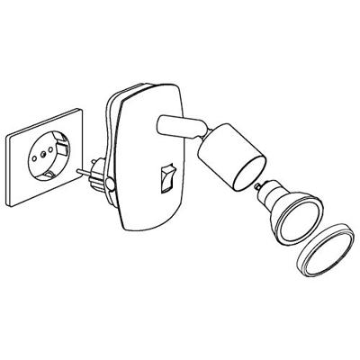 Eglo StopcontactspotMini 4 met schakelaar wit - 92925