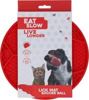 Eat Slow Live Longer Lick Mat Voetbal Rood - thumbnail