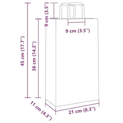 VidaXL Papieren zakken 250 st met hengsels 21x11x36 cm groen