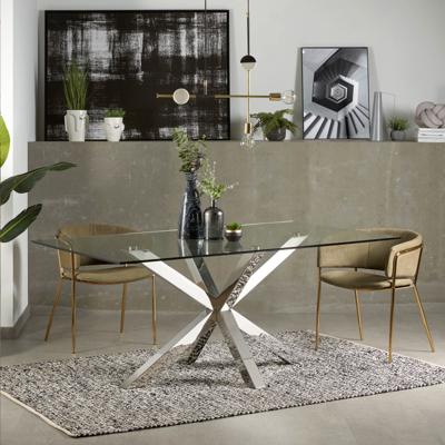 Kave Home Eettafel 'Argo' Chroom/Glas, 180 x 100cm Kave Home Eettafel 'Argo' Chroom/Glas, 180 x 100cm