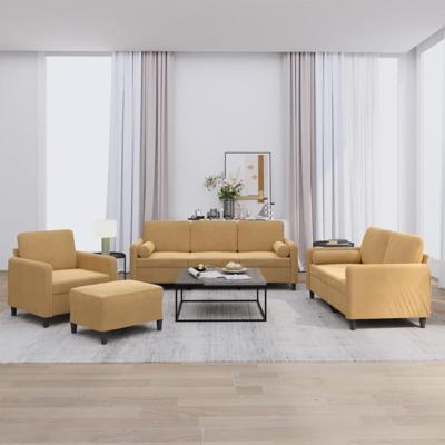 4-delige Loungeset met kussens fluweel bruin