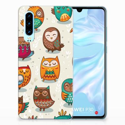 Huawei P30 | TPU Hoesje | Vrolijke Uilen Huawei P30 | TPU Hoesje | Vrolijke Uilen