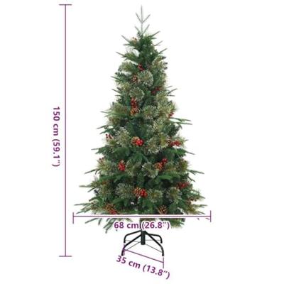 VidaXL Kunstmatige inklapbare kerstboom groen 150 cm pe en pvc