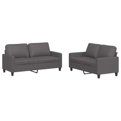 2-delige Loungeset met kussens kunstleer grijs