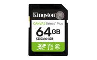 Kingston Technology 64GB SDXC Canvas Select Plus Gen3 100MB/s C10 UHS-I U1 V10 - thumbnail