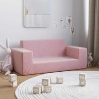 Kinderbank 2-zits zacht pluche roze - thumbnail