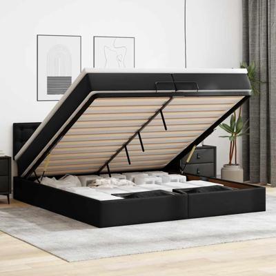 Ottoman bed met matrassen en LED's 200x200cm kunstleer zwart