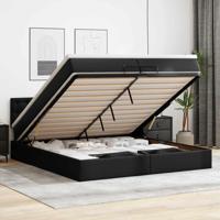 Ottoman bed met matrassen en LED's 200x200cm kunstleer zwart - thumbnail
