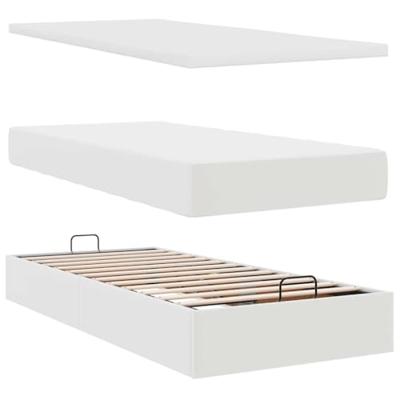 Ottomaanse bed met matras 90x200cm kunstleer wit
