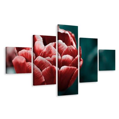 Schilderij - Tulp in bloei, 5luik, premium print