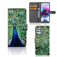 Motorola Moto G100 | Telefoonhoesje | Met pasjeshouder | Pauw - thumbnail