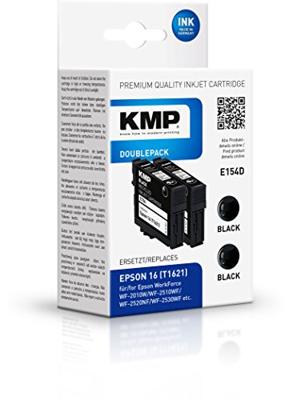 KMP Inktcartridge vervangt Epson 16, T1621 Compatibel 2-pack Zwart E154D 1621,4821