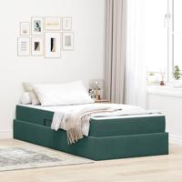 Opbergbed met matras met matras Donkergroen 90 x 190 cm Fluweel - thumbnail