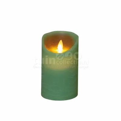 Anna's Collection LED kaars flame effect rustiek 7.5x12.5cm jade groen 1 stuks Anna's Collection LED kaars flame effect rustiek 7.5x12.5cm jade groen 1 stuks