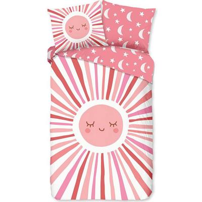 Good Morning Kinderdekbedovertrek "zon, maan en sterren" - Roze - (140x200/220 cm) - Katoen