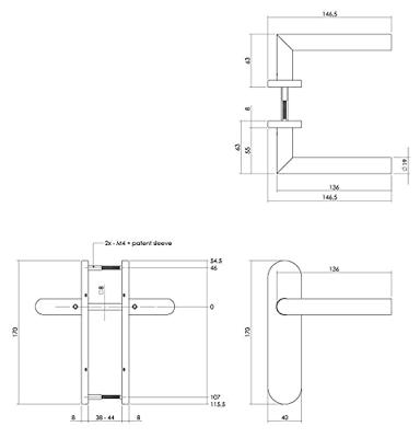 Intersteel deurkruk op schild - Hoek 90° - blind - RVS geborsteld Intersteel deurkruk op schild - Hoek 90° - blind - RVS geborsteld