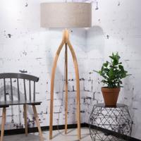 Good&Mojo Vloerlamp 'Annapurna' Bamboe en Eco linnen, kleur Donkerbeige - thumbnail