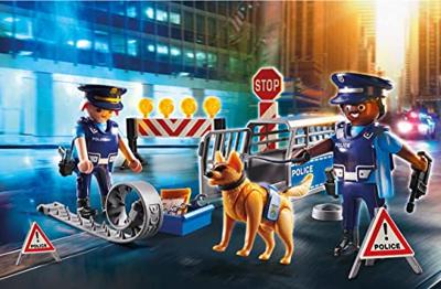 PLAYMOBIL 6878 Politieblokkade, Stadsactie, Bevat een politieblokkade met politiehond en diverse accessoires, voor kinderen vanaf 4 jaar.
