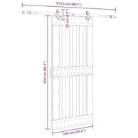 Schuifdeur met beslag 100x210 cm massief grenenhout - thumbnail