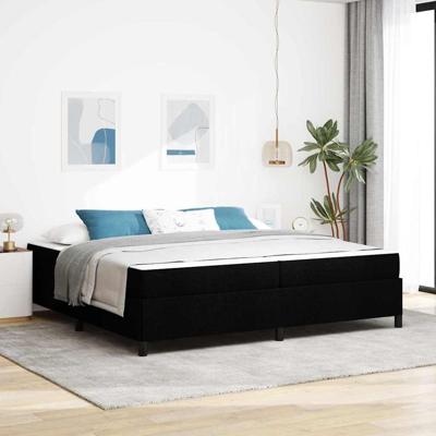 Boxspring bed Zwart, Zwart 200 x 200 cm Stof, Engineered Hout