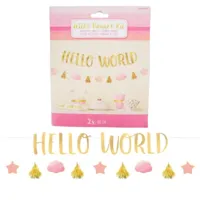 Amscan Letterslinger baby girl hello world roze/goudkleurig 170 cm | 12 stuks - thumbnail