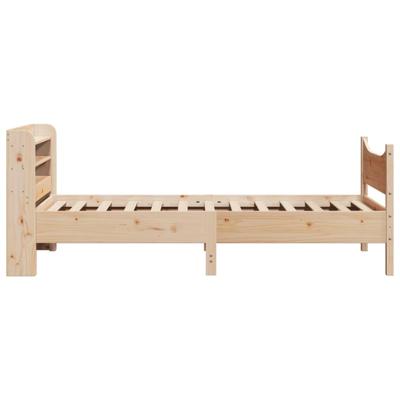 Bedframe met hoofdbord massief grenenhout 140x190 cm - thumbnail