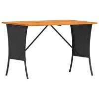 Tuintafel met acaciahouten blad 105x75x72 cm poly rattan zwart - thumbnail
