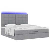 Ottoman bed met matras en LED's 180x200cm stof lichtgrijs - thumbnail