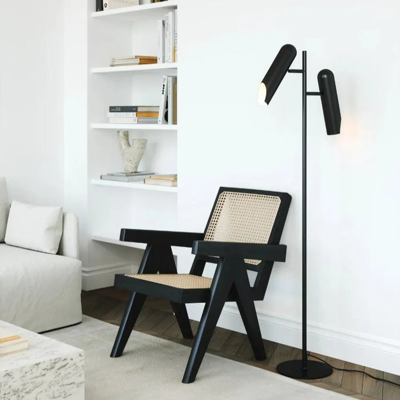 Vloerlamp zwart verstelbare kappen GU10 fitting Rochelle 145 cm