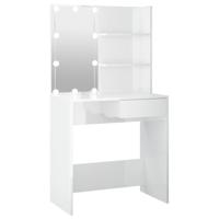 Kaptafel met LED-verlichting 74,5x40x141 cm hoogglans wit - thumbnail