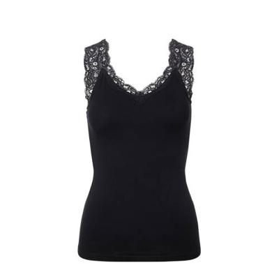 Hemdje met kant - Lace Top - Barbera - Viscose kanten onderhemd - Singlet met brede bandjes - Zwart - Huidskleur - Wit - Lingerie top