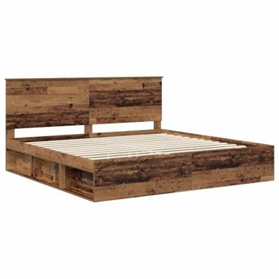 Bedframe met hoofdeinde Oudhout 200 x 200 cm Massief grenenhout