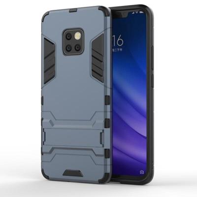 Schokbestendige PC + TPU Case voor Huawei mate 20 Pro met houder (marineblauw)
