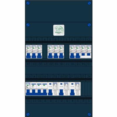Groepenkast 8 groepen 3 aardlekschakelaars kookgroep hoofdschakelaar 230V 400V 3 fase Gacia
