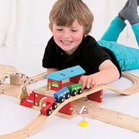 Bigjigs houten rails bovengronds treinstation, 5dlg. - thumbnail