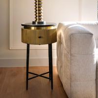 Richmond Bijzettafel/Nachtkastje 'Ironville' Marmer en Brass, 40cm - thumbnail