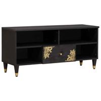 TV-kast met lade Zwart 100 x 33 x 46 cm Massief Mango Hout - thumbnail