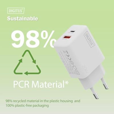 Digitus DA-10300 USB-oplader 20 W 1x USB-A, 1x USB-C Wit