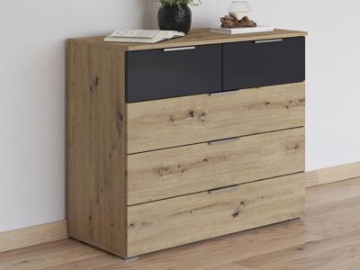 Commode MANOZA 5 lades artisan eik/metaalgrijs Commode MANOZA 5 lades artisan eik/metaalgrijs