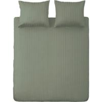 Ten Cate Katoen Satijnen Tweepersoons Dekbedovertrek Streep 200x200/220 cm Groen - thumbnail