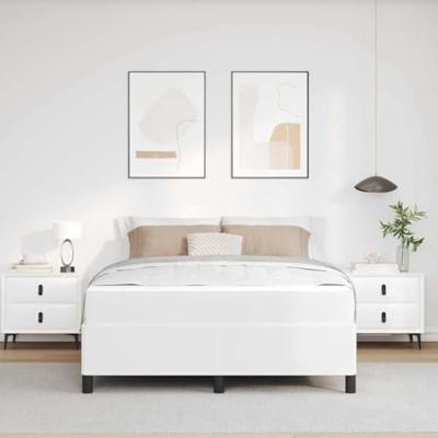 Bedframe met matras met matras Wit 140 x 200 cm Kunstleer