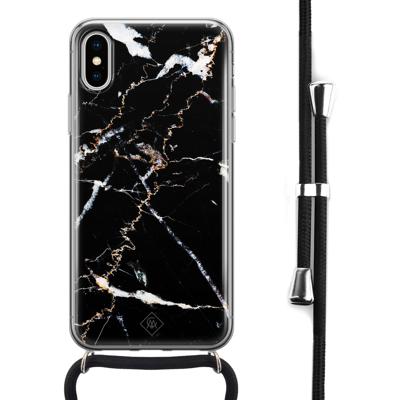 iPhone X/XS hoesje met koord - Marmer zwart