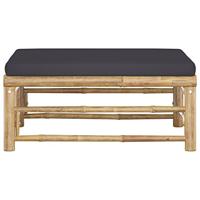 Voetenbank met donkergrijs kussen bamboe - thumbnail