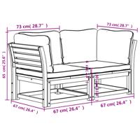 6-delige Loungeset met kussens massief acaciahout - thumbnail