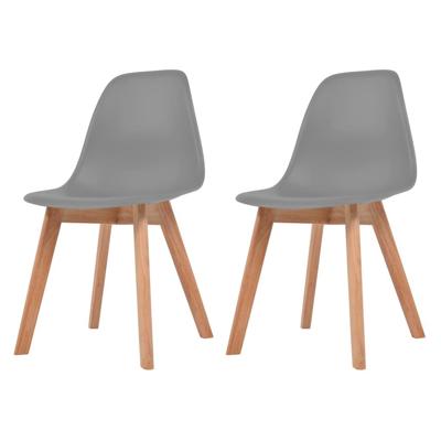 VidaXL Eetkamerstoelen 2 st kunststof grijs VidaXL Eetkamerstoelen 2 st kunststof grijs