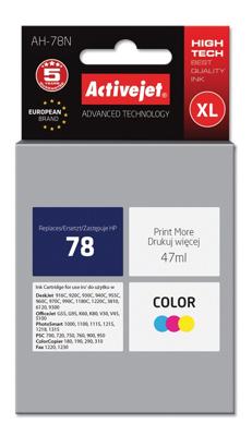 Activejet AH-78N inktcartridge 1 stuk(s) Compatibel Hoog (XL) rendement Cyaan, Magenta, Geel